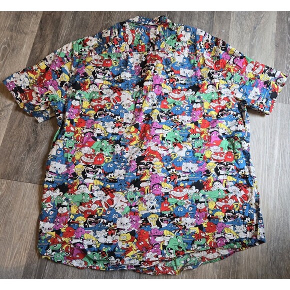 COOFANDY Cartoon Print Button Down Short Sleeve Shirt, XL - Picture 4 of 4